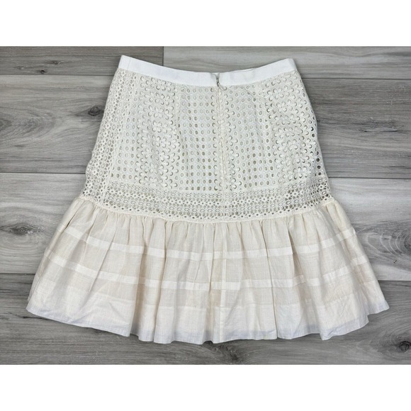 J. Crew Collection‎ Eyelet Ruffle Flounce Cotton Skirt Ivory White Sz 00 - Picture 5 of 6